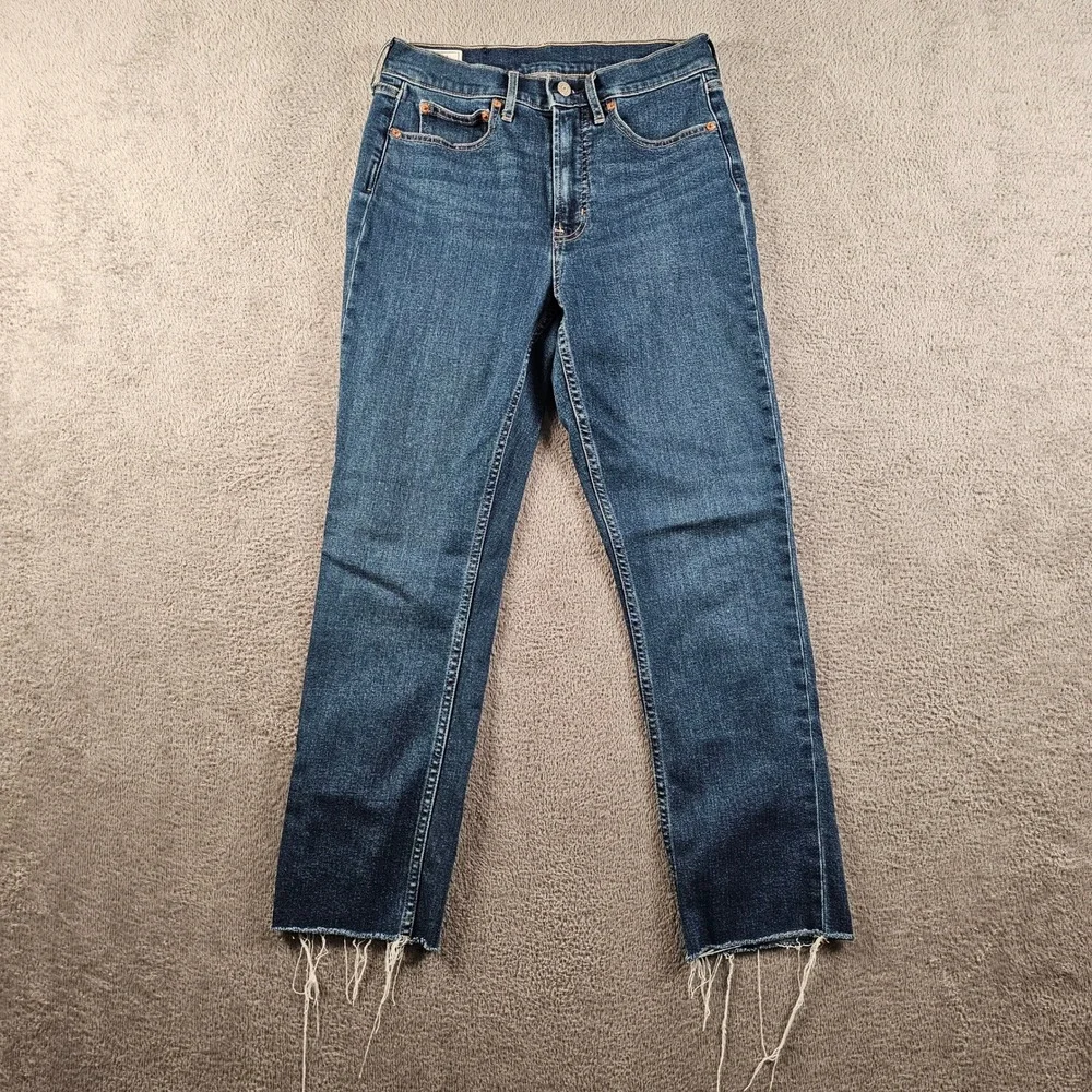 Gap Vintage Slim High Rise Jeans Dark Indigo Raw Hem 28/6R